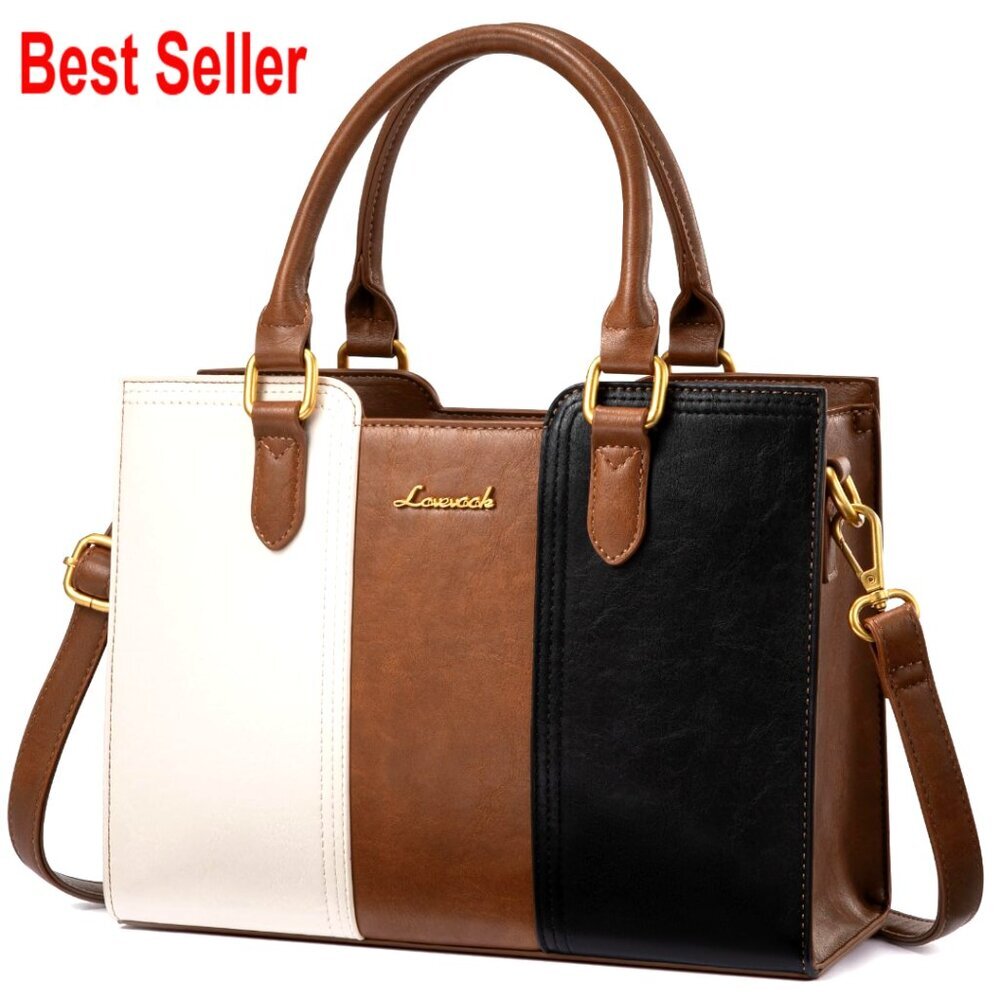 Vintage Leather Shoulder Handbag, Small Crossbody Satchel Purse for Work